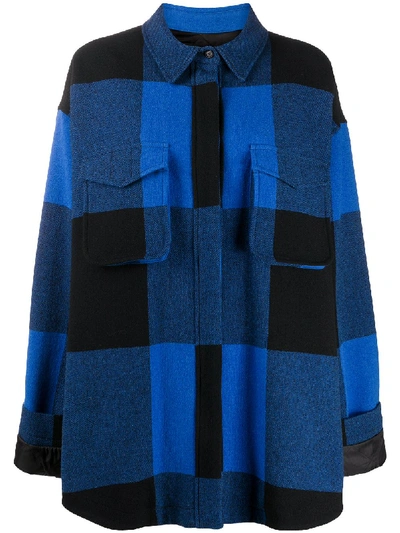 Shop Moschino Plaid Jacket In Blue