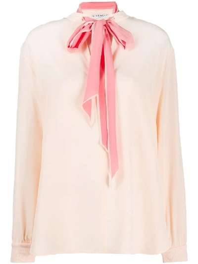 Shop Givenchy Pussy-bow Blouse In Orange