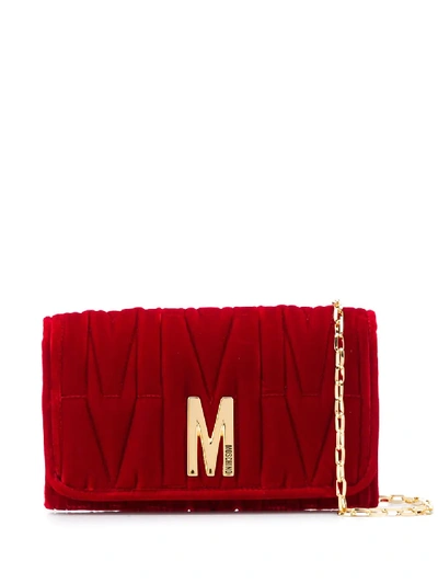 Shop Moschino M-quilted Clutch Bag In Red