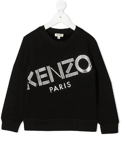 Shop Kenzo Logo-print Crew-neck Sweatshirt In Black