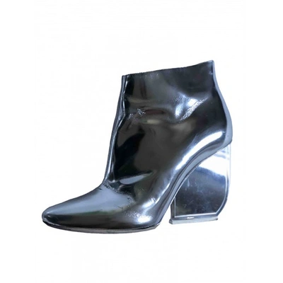 Pre-owned Maison Margiela Leather Ankle Boots In Silver