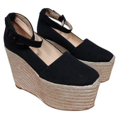 Pre-owned Christian Louboutin Black Cloth Espadrilles
