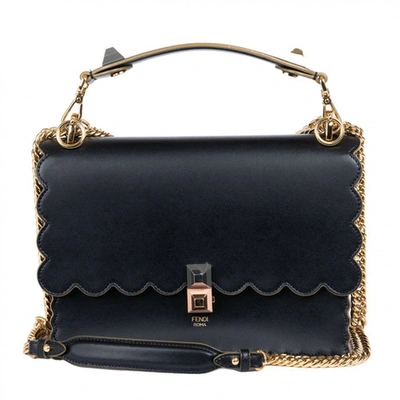Pre-owned Fendi Kan I Leather Handbag In Black
