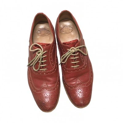 Pre-owned Church's Burgundy Leather Lace Ups