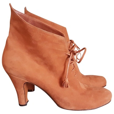 Pre-owned Ferragamo Lace Up Boots In Camel