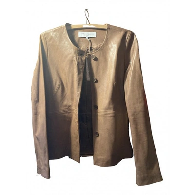 Pre-owned Gerard Darel Leather Short Waistcoat In Brown