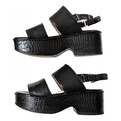 Pre-owned Dries Van Noten Black Lizard Sandals