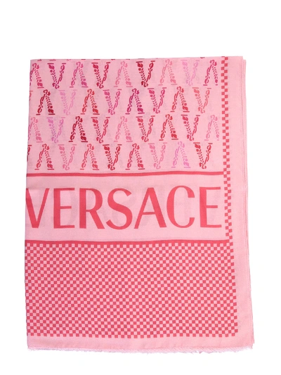 Shop Versace Scarf With Logo In Rosa
