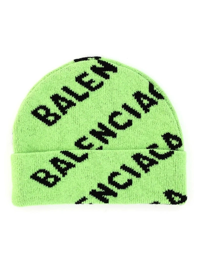 Shop Balenciaga Beanie In Acid Green/black