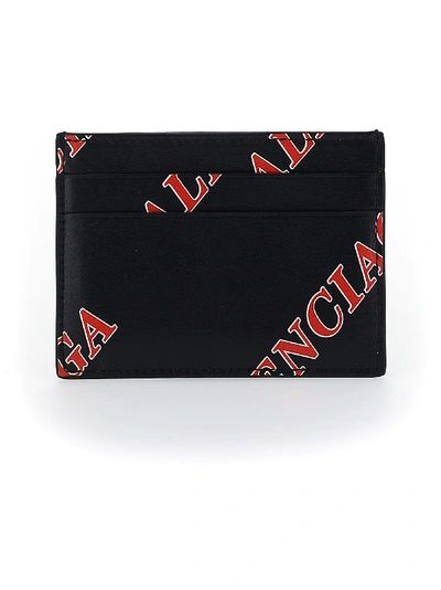 Shop Balenciaga Card Holer In Black/red