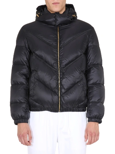 Shop Versace Padded Down Jacket In Nero