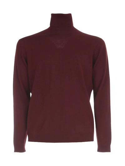 Shop Nuur Merino Sweater L/s Turtle Neck In Bordeaux