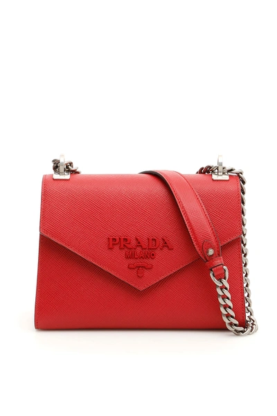 Shop Prada Saffiano Monochrome Bag In Fuoco 1 (red)