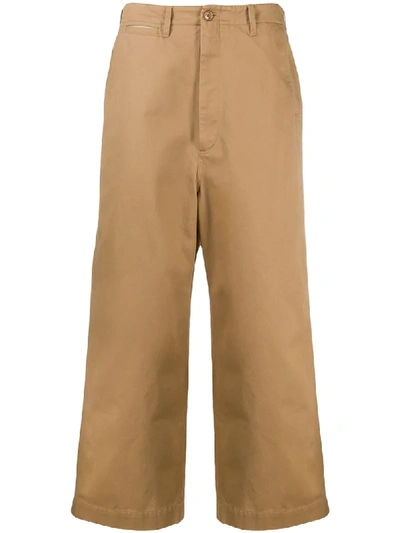 Shop Gucci Cropped Wide-leg Trousers In Neutrals