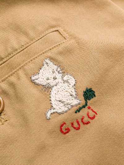 Shop Gucci Cropped Wide-leg Trousers In Neutrals