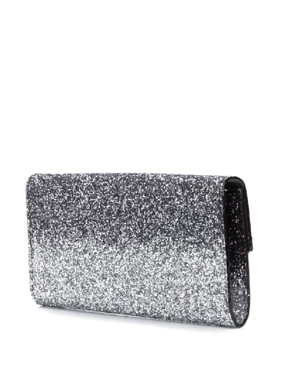Shop Jimmy Choo Emmie Glitter Clutch Bag In Silver