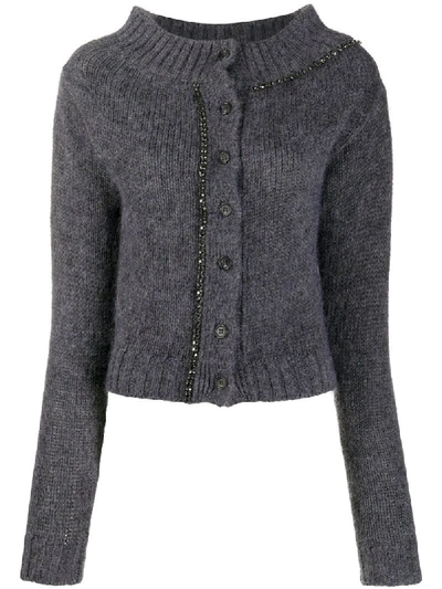 Shop N°21 Crystal-embellished Cardigan In Grey