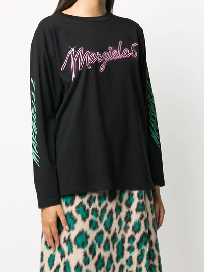 Shop Mm6 Maison Margiela Logo Long Sleeve T-shirt In Black