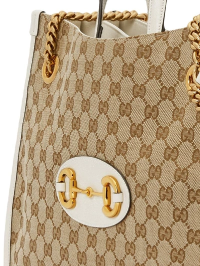 Shop Gucci 1955 Horsebit Medium Tote Bag In Neutrals