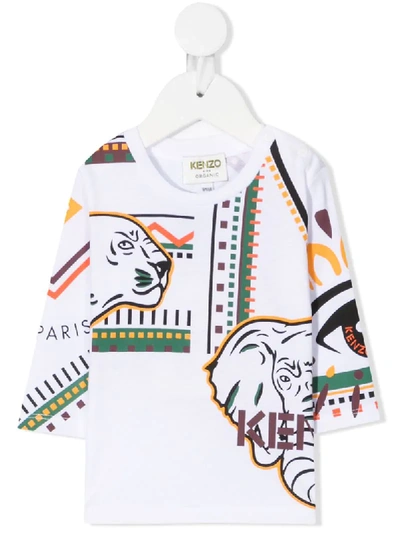 Shop Kenzo Multi-icon Cotton T-shirt In White
