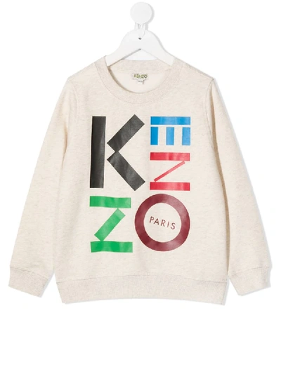 Shop Kenzo Graphic-print Crew Neck Sweatshirt In Neutrals