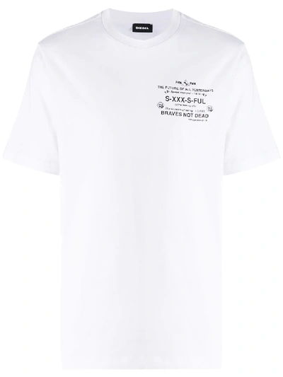 Shop Diesel Logo-print Short-sleeve T-shirt In White