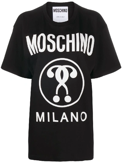 Shop Moschino Question Mark Logo-print T-shirt In Black