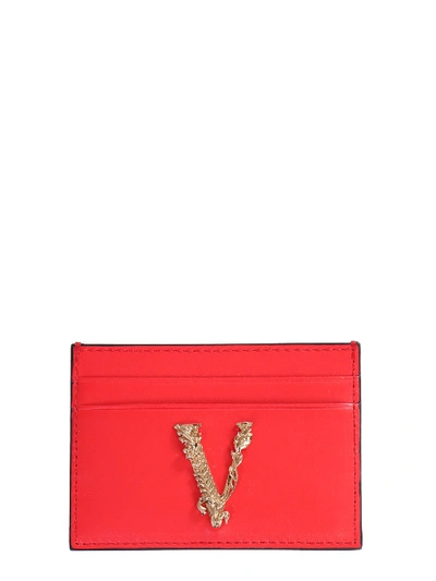 Shop Versace Card Holder With Virtus Logo In Red