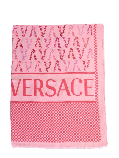 Shop Versace Scarf With Logo In Pink
