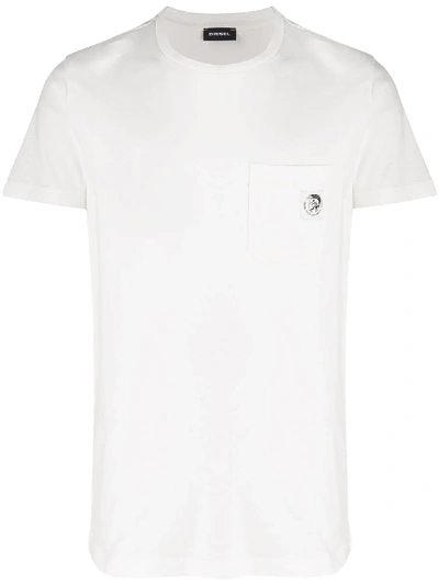 Shop Diesel T-worky-mohi Cotton T-shirt In White