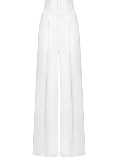 Shop Fendi High-waisted Flared Trousers In White