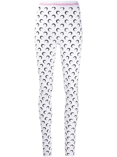 Shop Marine Serre Logo-print Pull-on Leggings In White