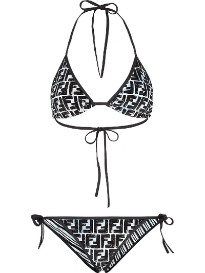 Shop Fendi Roma Joshua Vides Logo Print Bikini In Black