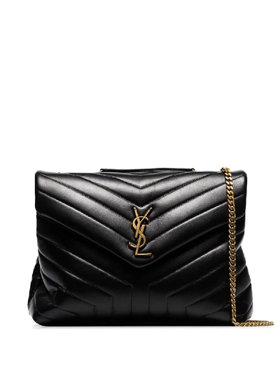 Shop Saint Laurent Loulou Leather Shoulder Bag In Black