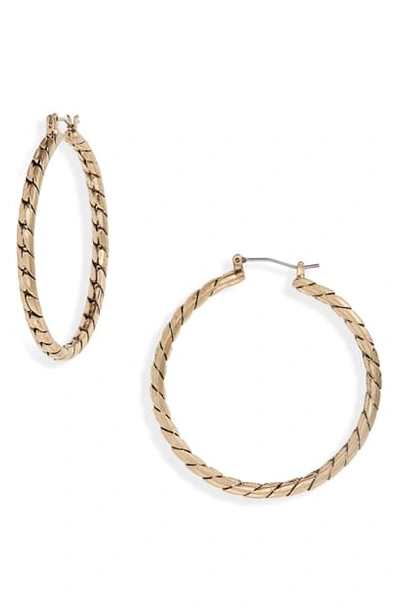 Shop Allsaints Chain Hoop Earrings In Warm Brass