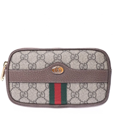 Pre-owned Gucci Beige Ophidia Gg Supreme Canvas Belt Pouch