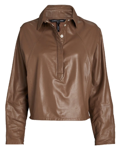Shop Marissa Webb Madi Leather Tunic Top In Brown