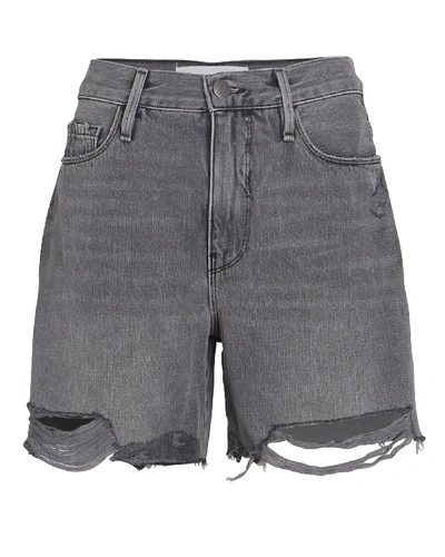 Shop Frame Le Tour Cut-off Denim Shorts In Grey