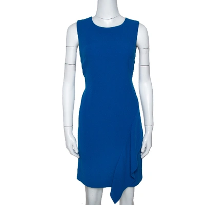 Pre-owned Diane Von Furstenberg Neptune Blue Crepe Wylda Shift Dress S