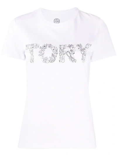 Tory Burch Tory Paisley Embellished T-shirt In White | ModeSens