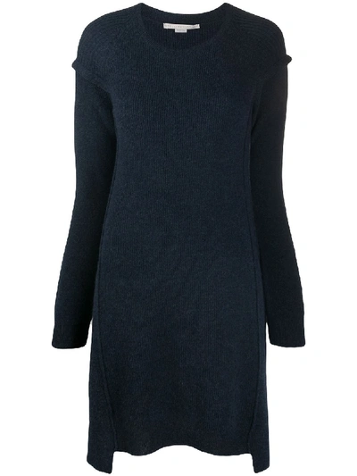 Shop Stella Mccartney Loose Drop-shoulder Knit Dress In Blue