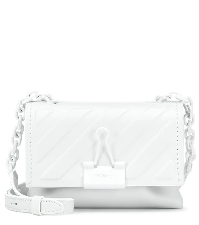 Shop Off-white Binder Clip Small Leather Crossbody Bag In White