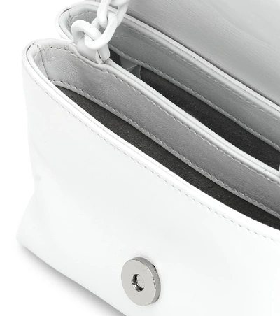 Shop Off-white Binder Clip Small Leather Crossbody Bag In White