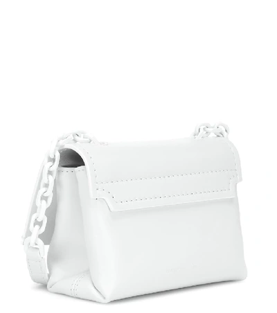 Shop Off-white Binder Clip Small Leather Crossbody Bag In White