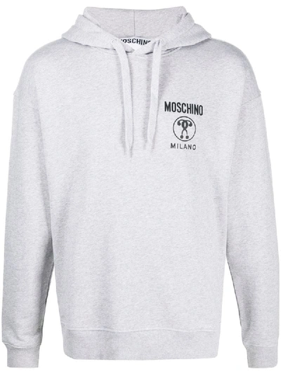 Shop Moschino Double Question Mark Hoodie In Grey