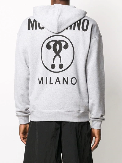 Shop Moschino Double Question Mark Hoodie In Grey
