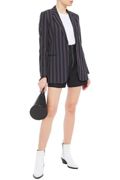 Shop Current Elliott The Calla Striped Cotton-twill Blazer In Navy