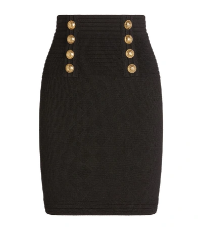 Shop Balmain Diamond-knit Skirt