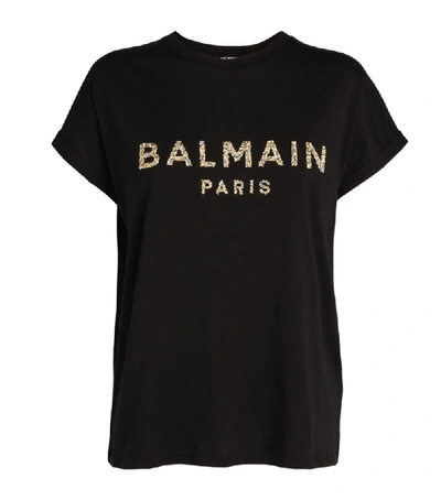 Shop Balmain Sequin Logo T-shirt