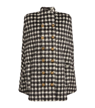 Shop Balmain Double-breasted Gingham Cape